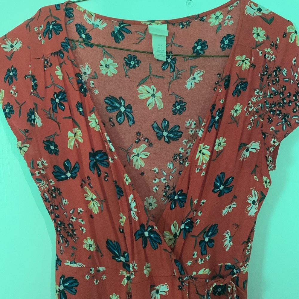 H&M red flower dress, size 2